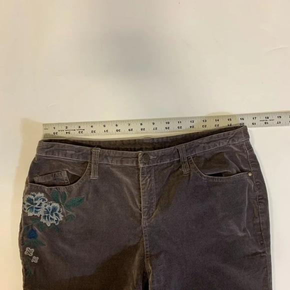 Sundance Women's Floral Velour Velvet 5 Pocket Embroidered‎ Pants Size 31 - Picture 9 of 12